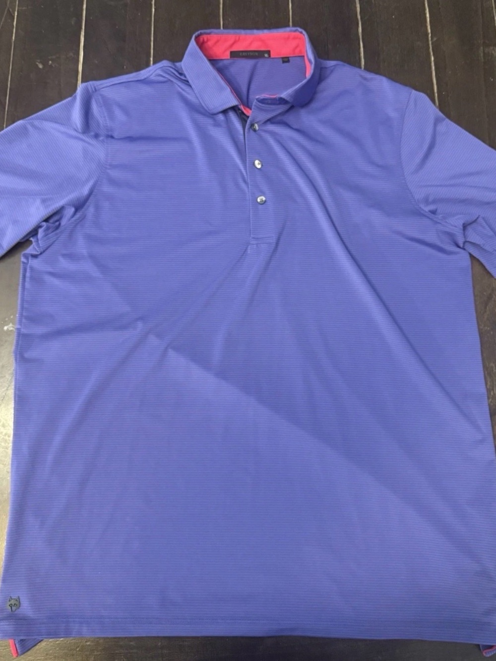Greyson Men's Polo in Purple subtle stripes with Pink Contrast Collar